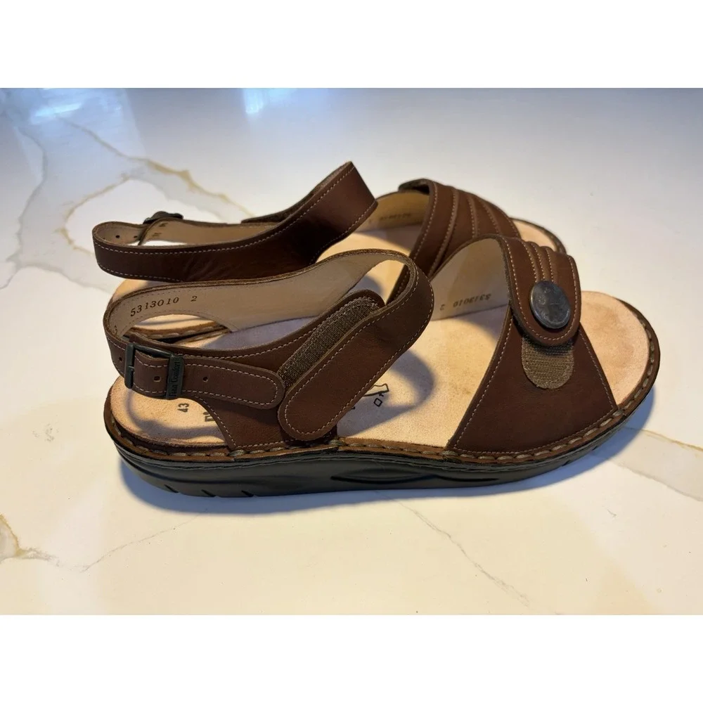 Finn Comfort Gomera Brown Leather Sandals EU 43 NWOB Made in Germany, Women 12